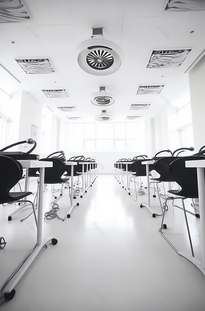 干净的当代空教室与白色和黑色的椅子,高清,摄影图,摄影图片,图片大全,摄影图免费下载